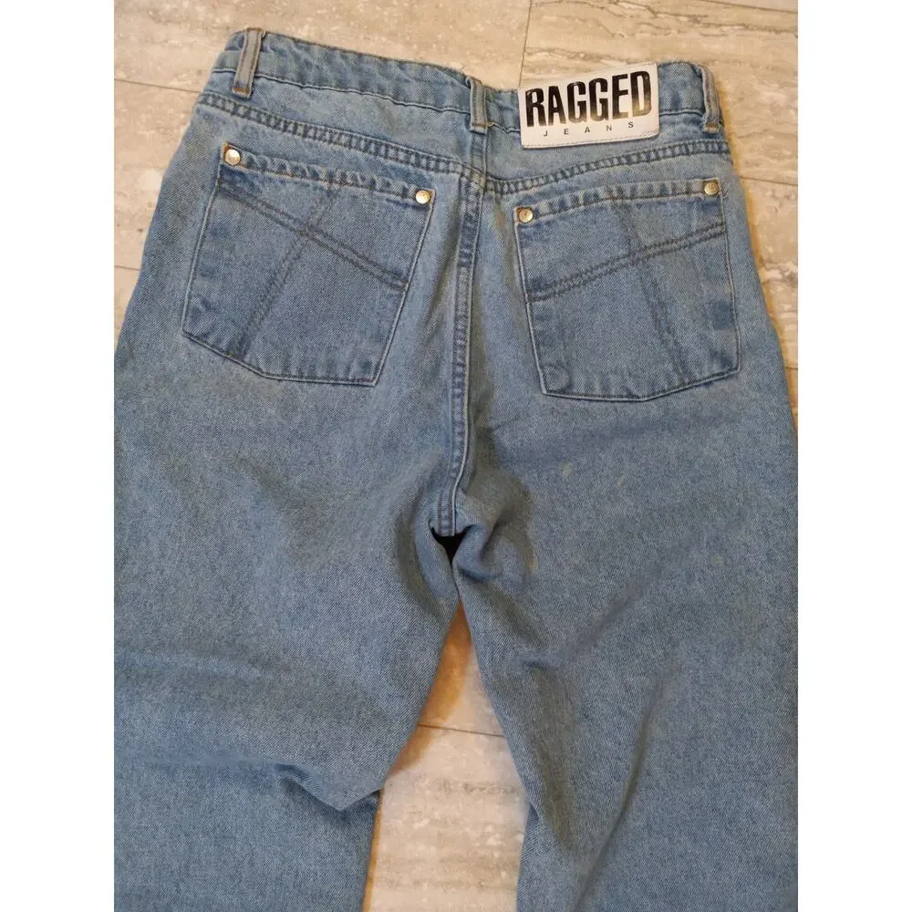 Ragged light wash high rise slim straight leg jeans SIZE‎ 26